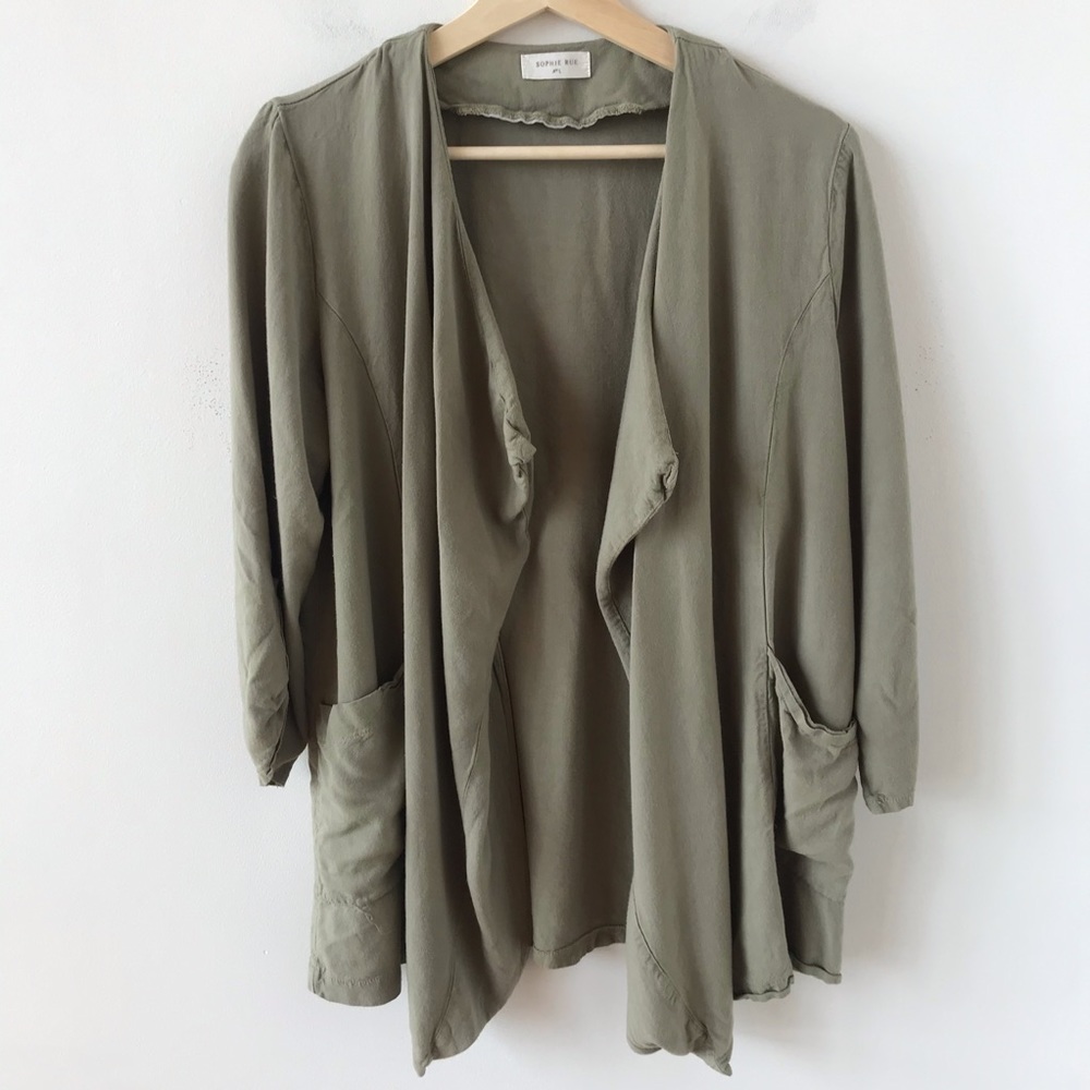 Sophie Rue open front green lightweight blazer